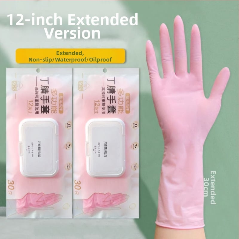 Extra dlhé jednorazové latexové rukavice, vodotesné, do kuchyne a na umývanie riadu, odolné