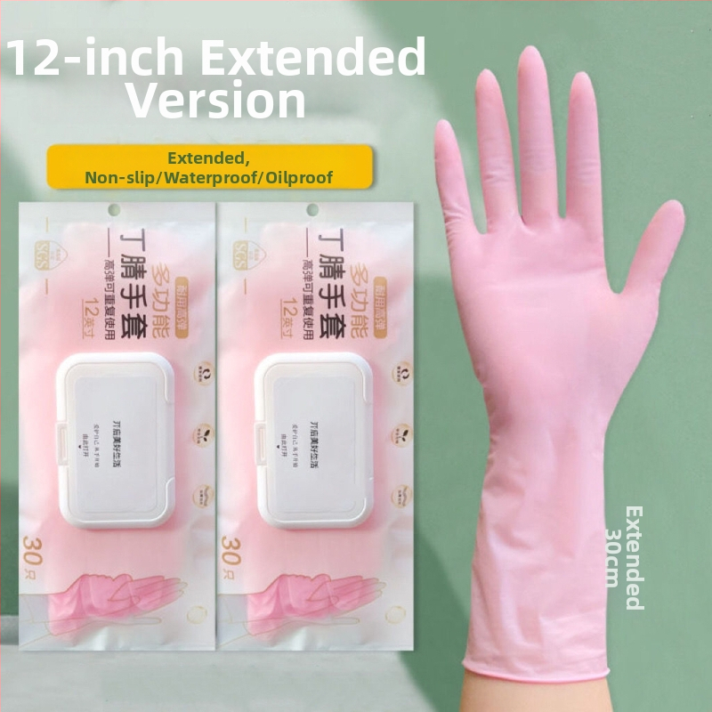 Extra dlhé jednorazové latexové rukavice, vodotesné, do kuchyne a na umývanie riadu, odolné