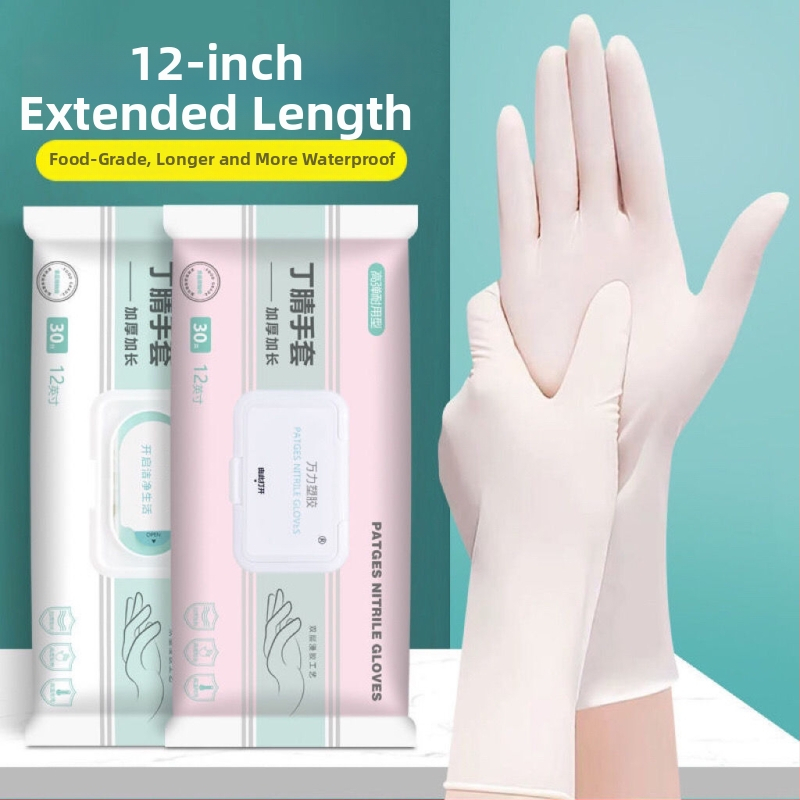 Extra dlhé jednorazové latexové rukavice, vodotesné, do kuchyne a na umývanie riadu, odolné