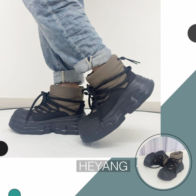 Heyang muške zimske čizme za snijeg, povećanje visine debelom sole, topla fleece podstava, gornji dio od etilena, EVA potplat, zaobljen vrh
