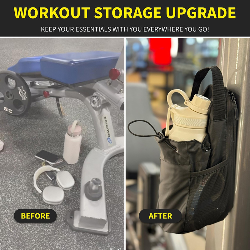 Crossbody torba za gym s magnetskim držačem za bočicu, džep za telefon i ključe, vodootporna i otporna na habanje