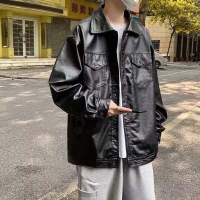 PU kožna jakna za muškarce, zatvarač, najlonska podstava, zimski stil, bez kapuljače