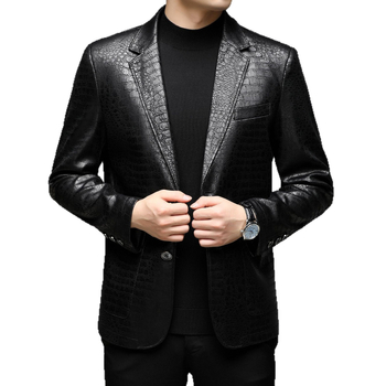 Muško crno PU kožno sako, dvostruko kopčanje, rever, korejski stil, casual, za jesen i proljeće
