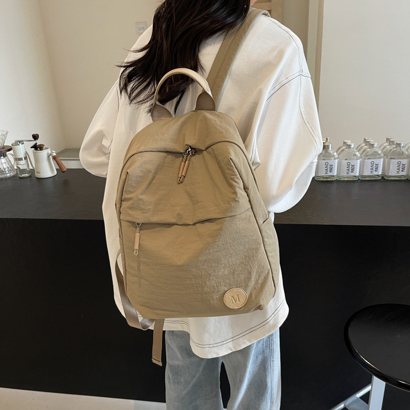 Ruksak u korejskom stilu, od pranog najlona, lagan i velik kapacitet za studente (zip zatvarač, trodimenzionalni vanjski dio, ljeto 2024)