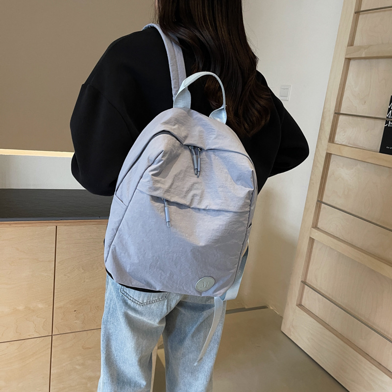 Ruksak u korejskom stilu, od pranog najlona, lagan i velik kapacitet za studente (zip zatvarač, trodimenzionalni vanjski dio, ljeto 2024)