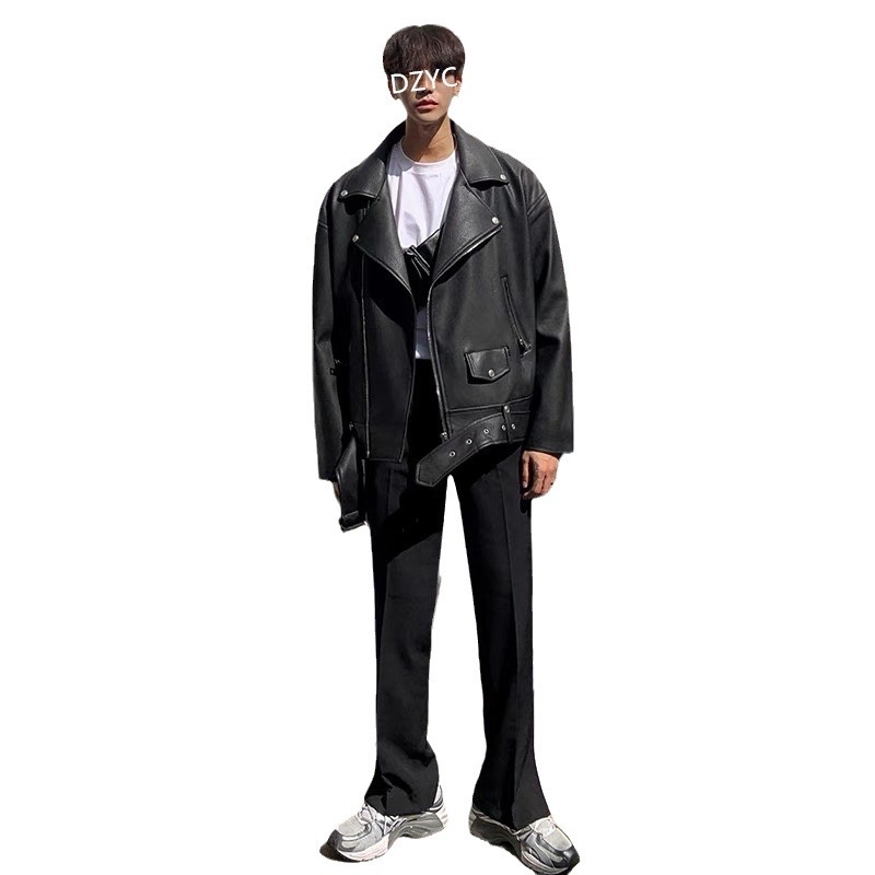 Kožna jakna, korejskog stila, slobodan kroj, rever tip lapel, dvostruko kopčanje, PU koža
