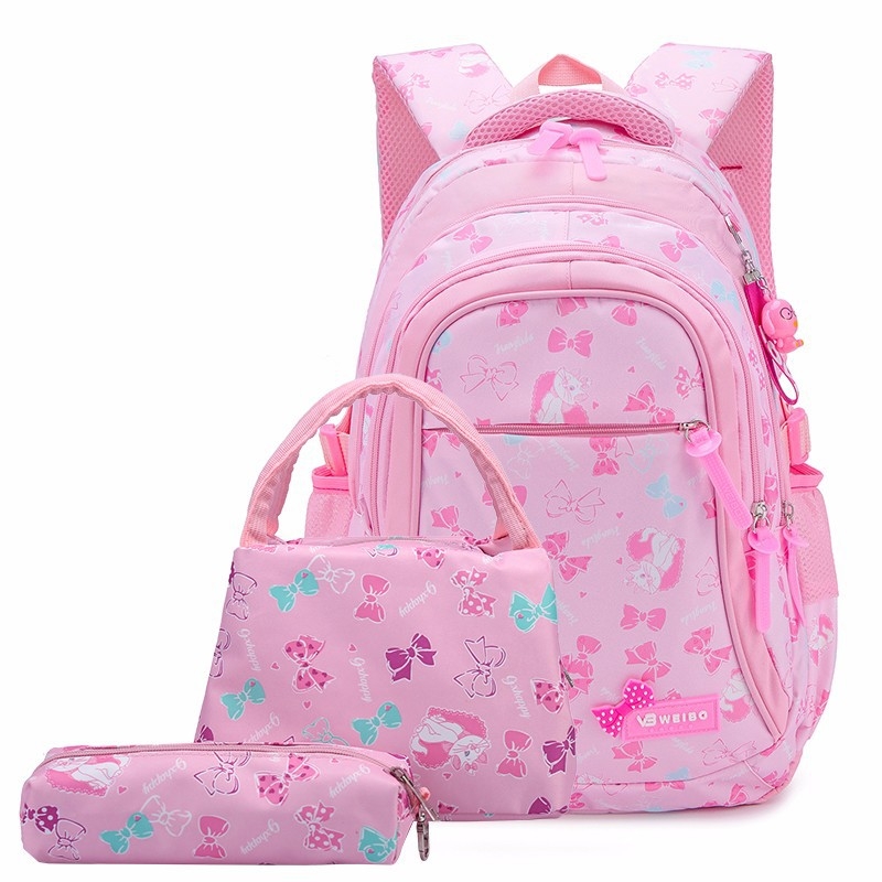 Unisex školski ranac, trodijelni set, geometrijski uzorak, vanjska najlon tkanina, prozračan dizajn, poliester podstava, naramenica s zračnim jastučićem