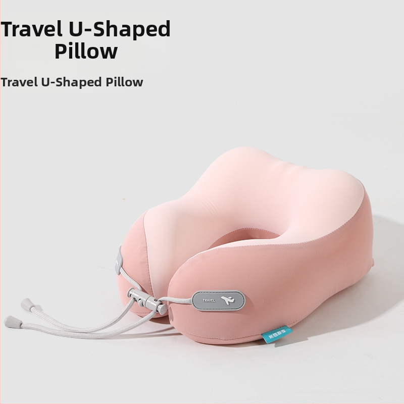 Jastuk za putovanje od memorijske pjene s U-oblikom, s logom, navlaka od pamuka i spandexa, moderan minimalistički dizajn, podrška vratnoj kralježnici