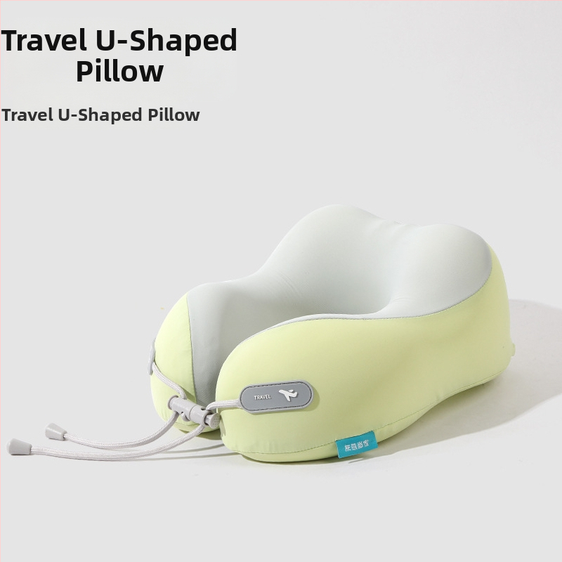 Jastuk za putovanje od memorijske pjene s U-oblikom, s logom, navlaka od pamuka i spandexa, moderan minimalistički dizajn, podrška vratnoj kralježnici