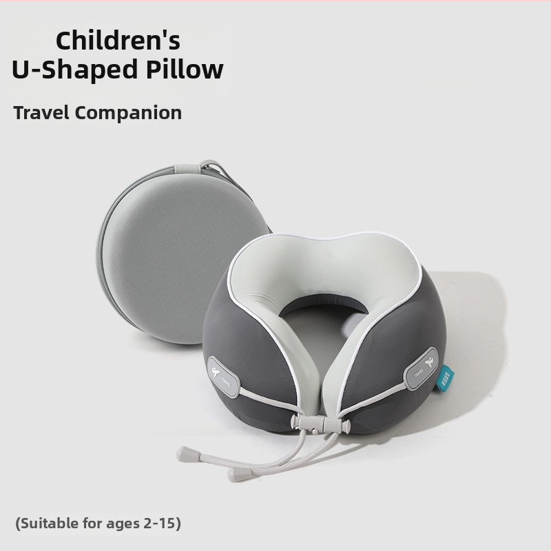 Jastuk za putovanje od memorijske pjene s U-oblikom, s logom, navlaka od pamuka i spandexa, moderan minimalistički dizajn, podrška vratnoj kralježnici