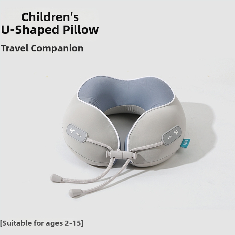 Jastuk za putovanje od memorijske pjene s U-oblikom, s logom, navlaka od pamuka i spandexa, moderan minimalistički dizajn, podrška vratnoj kralježnici