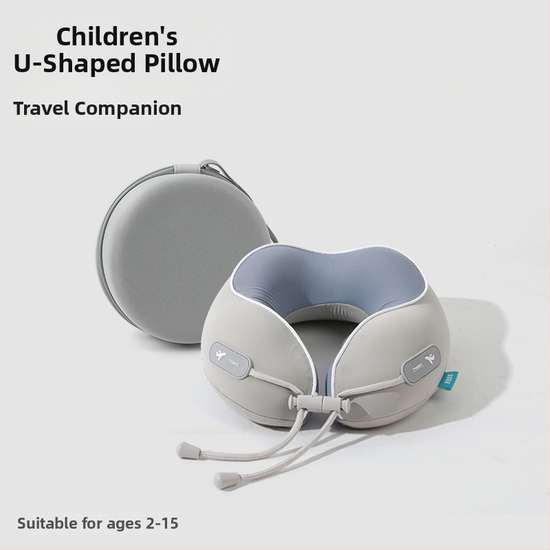 Jastuk za putovanje od memorijske pjene s U-oblikom, s logom, navlaka od pamuka i spandexa, moderan minimalistički dizajn, podrška vratnoj kralježnici