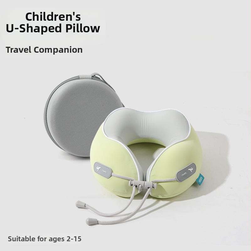 Jastuk za putovanje od memorijske pjene s U-oblikom, s logom, navlaka od pamuka i spandexa, moderan minimalistički dizajn, podrška vratnoj kralježnici