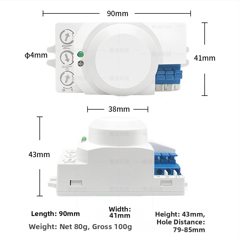 Greenway 5.8G mikrovalni radarni indukcijski senzor – za unutarnje/ vanjsko osvjetljenje, hodnike, škole, trgovačke centre, parkirališta, skladišta; prilagodljivo kašnjenje 8 s–12 min; napon AC100-240V / DC12-24V; CE