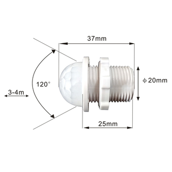 Senzor pokreta za stropno osvjetljenje s infracrvenim senzorom, napajanje 85-265V AC / 9-60V DC, kašnjenje 30 s