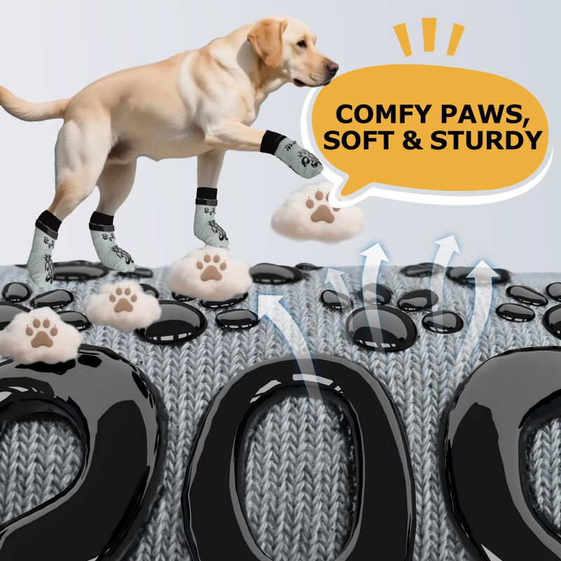 Kutyazokni Velcro-ral, csúszásmentes, csíkos mintázat, poliészter, jacquard szövés, minden évszakban használható