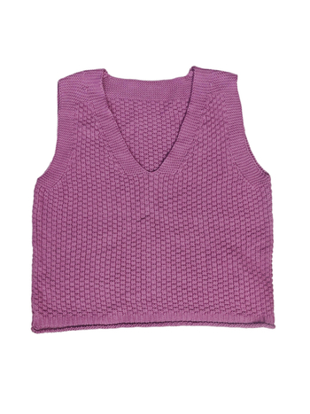 Pleteno prsluk s V-izrezom, 100% pamuk, bez rukava, širok kroj, vintage stil