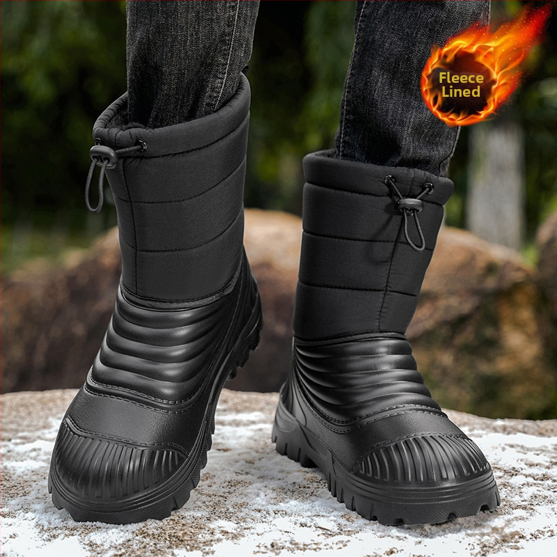 Muške zimske čizme za snijeg s Velcro zatvaranjem, PU gornji dio, plišana podstava, protuklizni gumeni potplat