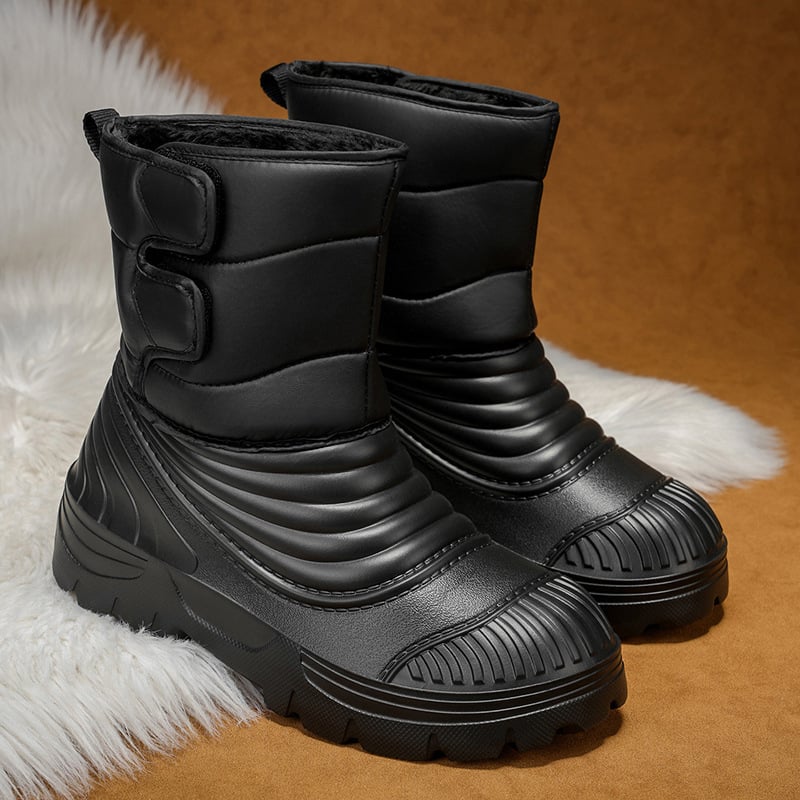 Muške zimske čizme za snijeg s Velcro zatvaranjem, PU gornji dio, plišana podstava, protuklizni gumeni potplat