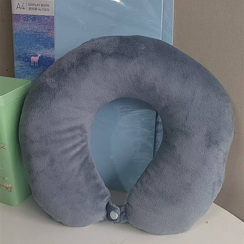 U-oblikovani jastuk za vrat s memorijskom pjenom i PP pamukom, tkanina kristalni velur, putnički jastuk za odrasle