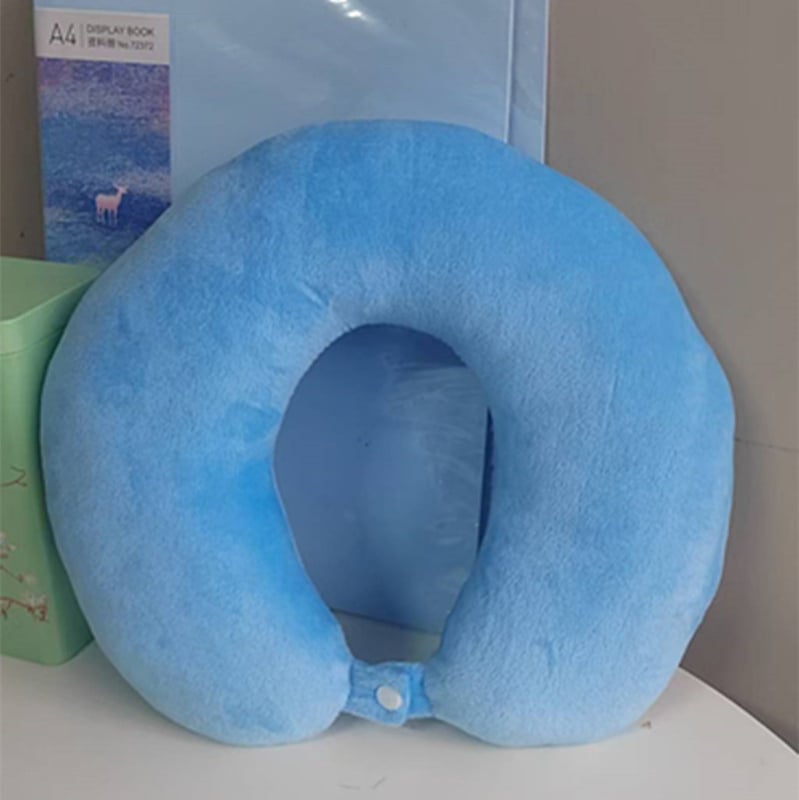 U-oblikovani jastuk za vrat s memorijskom pjenom i PP pamukom, tkanina kristalni velur, putnički jastuk za odrasle