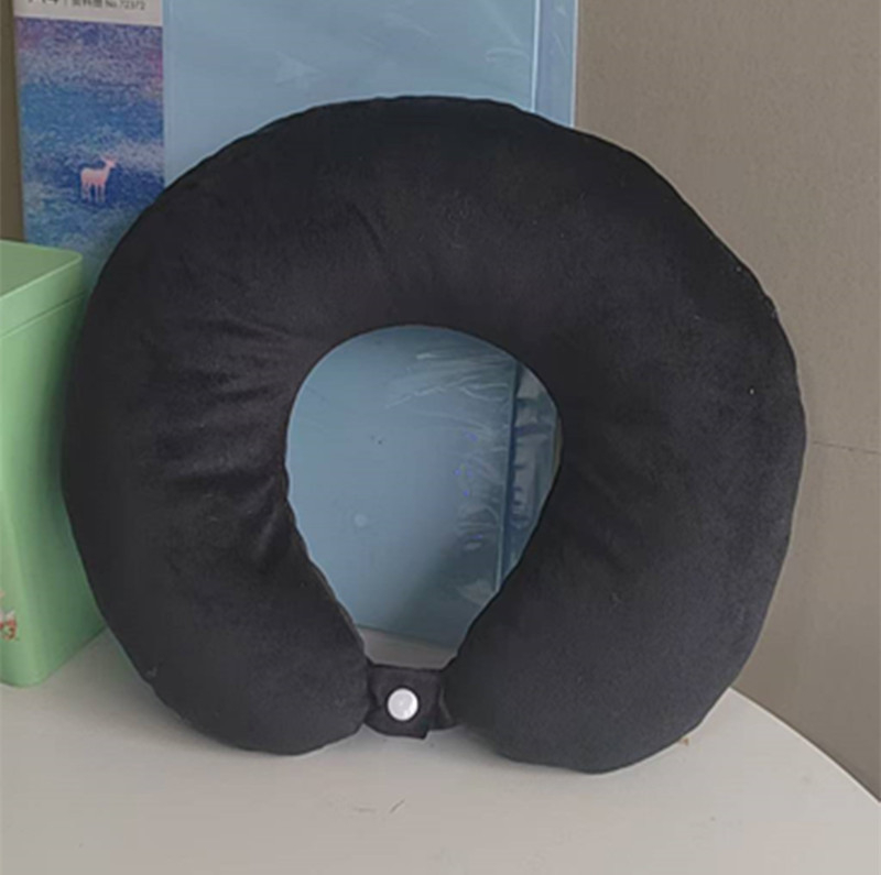 U-oblikovani jastuk za vrat s memorijskom pjenom i PP pamukom, tkanina kristalni velur, putnički jastuk za odrasle