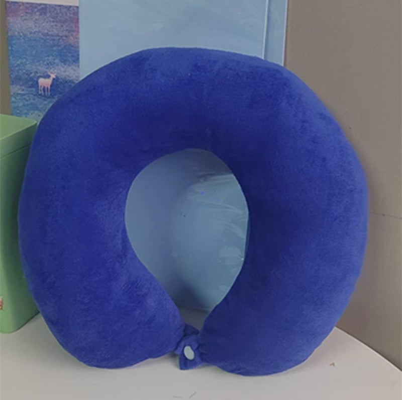 U-oblikovani jastuk za vrat s memorijskom pjenom i PP pamukom, tkanina kristalni velur, putnički jastuk za odrasle