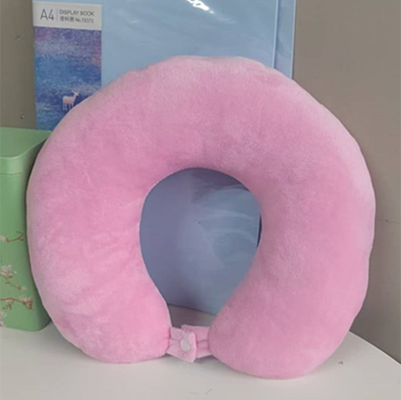 U-oblikovani jastuk za vrat s memorijskom pjenom i PP pamukom, tkanina kristalni velur, putnički jastuk za odrasle