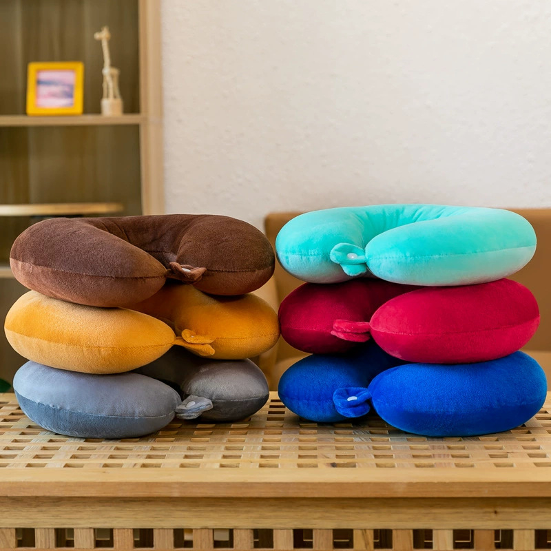 U-oblikovani jastuk za vrat s memorijskom pjenom i PP pamukom, tkanina kristalni velur, putnički jastuk za odrasle