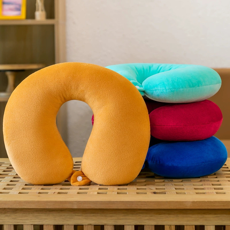 U-oblikovani jastuk za vrat s memorijskom pjenom i PP pamukom, tkanina kristalni velur, putnički jastuk za odrasle