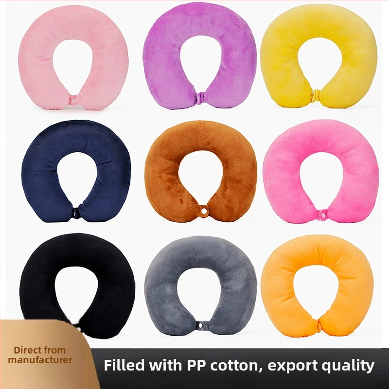 U-oblikovani jastuk za vrat s memorijskom pjenom i PP pamukom, tkanina kristalni velur, putnički jastuk za odrasle