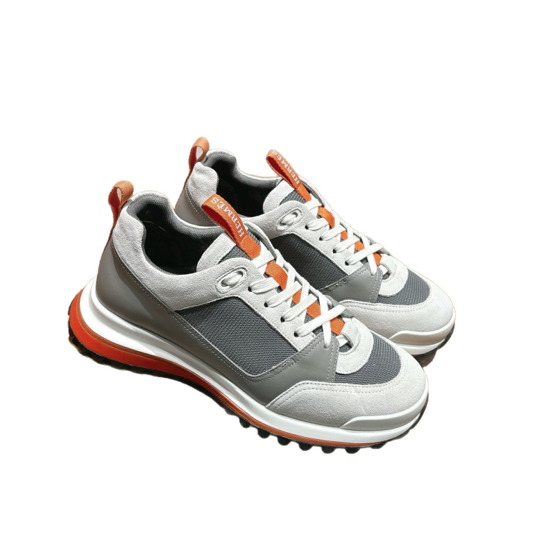 Muške tenisice na platformi s gornjim dijelom od prave kože i mreže, prozračne i lagane, niski gornji dio, vezanje, debeli potplat 1–3 cm