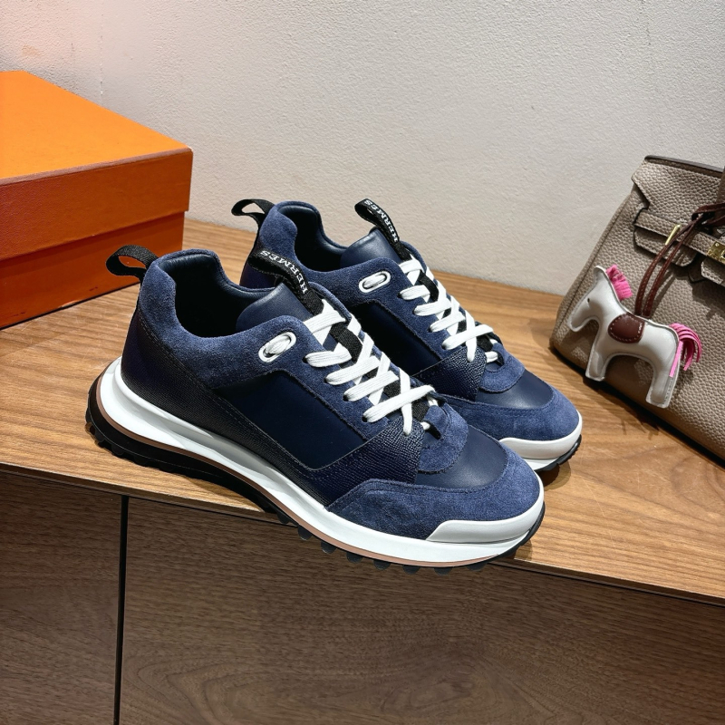 Muške tenisice na platformi s gornjim dijelom od prave kože i mreže, prozračne i lagane, niski gornji dio, vezanje, debeli potplat 1–3 cm