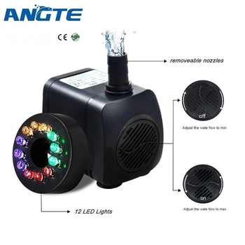 AT-380 Подводна помпа за градински фонтани, ABS, безшумна работа, LED осветление, за кислородиране на рибното езеро