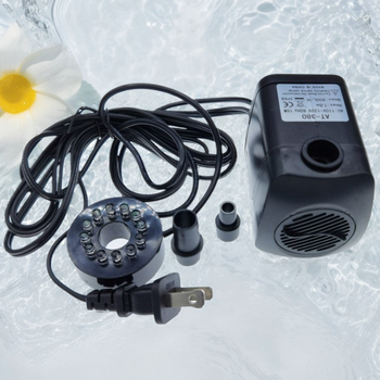 AT-380 Подводна помпа за градински фонтани, ABS, безшумна работа, LED осветление, за кислородиране на рибното езеро