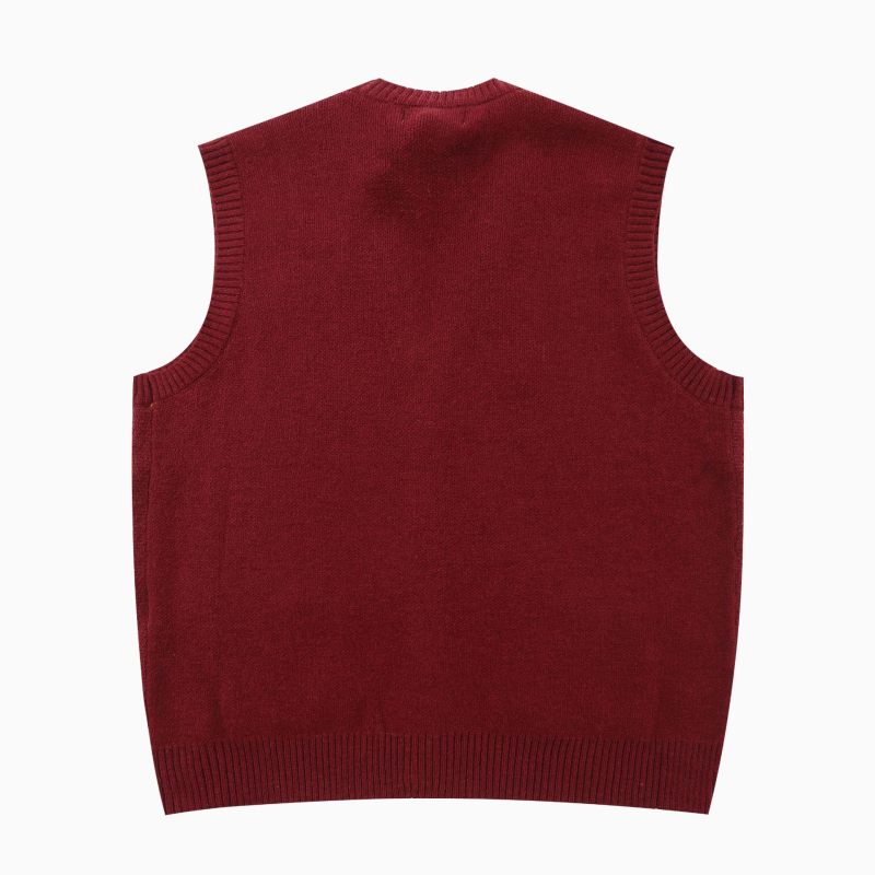 Unisex pleteni kardigan bez rukava s rombo uzorkom, bez ovratnika, slobodan kroj za jesen 2025