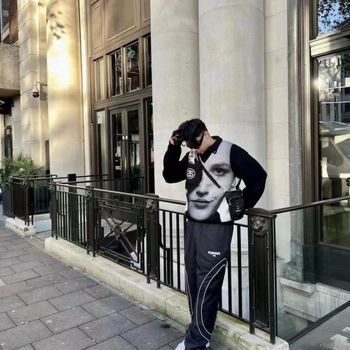 Hip-hop prsluk bez rukava od mohaira s jacquardom, V-izrez, opušten kroj