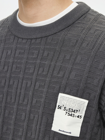 Muški debeli jacquard džemper s reverom, mješavina Lyocell/Tencel vune, jednobojni uzorak