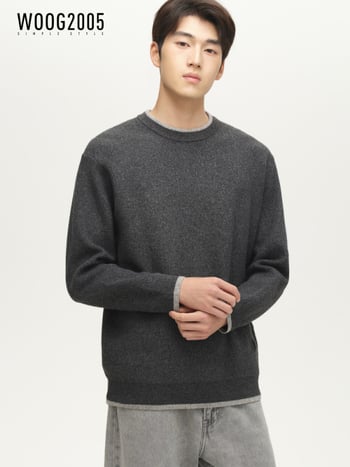 Woog2005 Muški debeli pleteni džemper s okruglim izrezom, zima 2025, slobodan kroj, poliester 66–70%