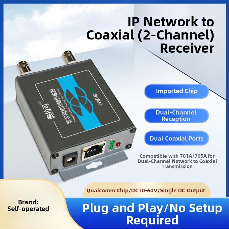 Video pretvarač — koaksijalni transmiter/ekstenzija za PLC mrežu lifta, 720p, Udaljeno buđenje nije podržano, Upravljanje napajanjem nije podržano, Model 705