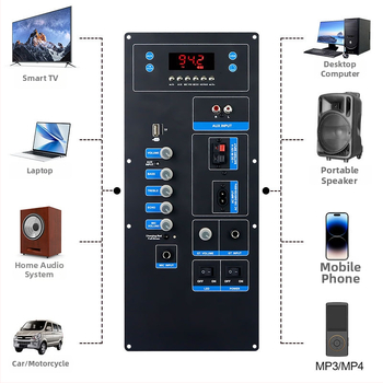 TB01 Bluetooth усилвателна платка за външен субуфер модул – аудио аксесоари, напрежение DC12V или AC110-240V, Bluetooth, входове за микрофон и китара