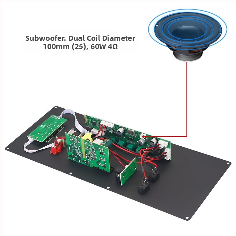 TB01 Bluetooth усилвателна платка за външен субуфер модул – аудио аксесоари, напрежение DC12V или AC110-240V, Bluetooth, входове за микрофон и китара