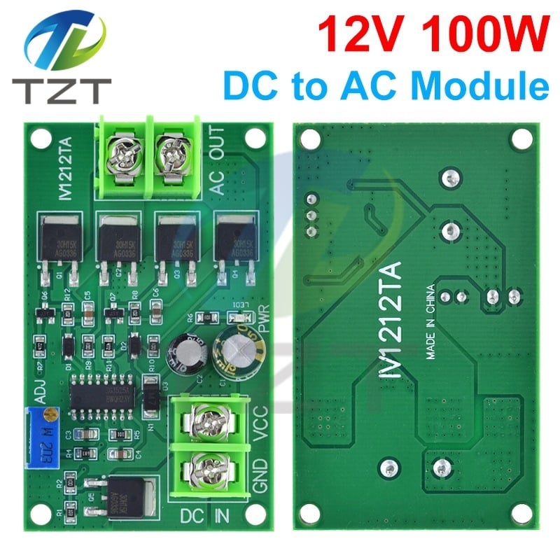 DC-AC inverter vezérlő tábla, 12V, 100W, négyszögjelű inverter, DC-AC modul, kis híd típus