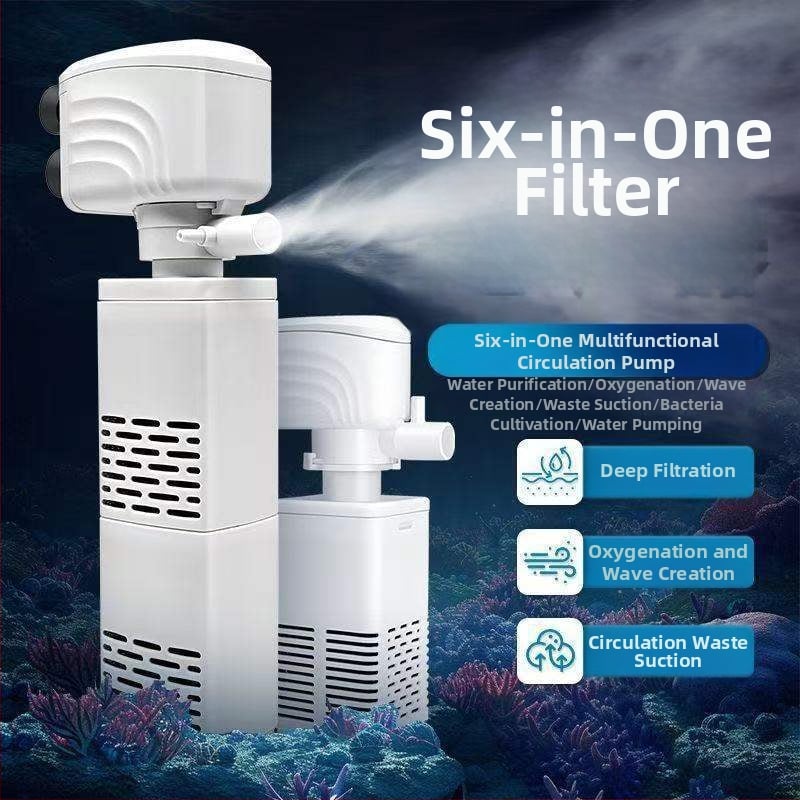 Akvarijný filtračno-obehový systém s vstavanou čistiacou pumpou na výkaly, 3-v-1 okysličovanie, tichý chod a oddelenie výkalov