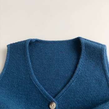 Unisex dječji vest u korejskom stilu, pleteni, modal vlakno, akril 50%, jednobojni uzorak, normalna debljina, za proljeće i jesen.