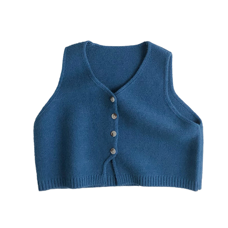 Unisex dječji vest u korejskom stilu, pleteni, modal vlakno, akril 50%, jednobojni uzorak, normalna debljina, za proljeće i jesen.
