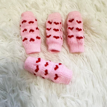 Mănuși de protecție pentru genunchii și picioarele animalelor de companie – poliester, model Dragoste, tricotate, jacquard, stil desen animat