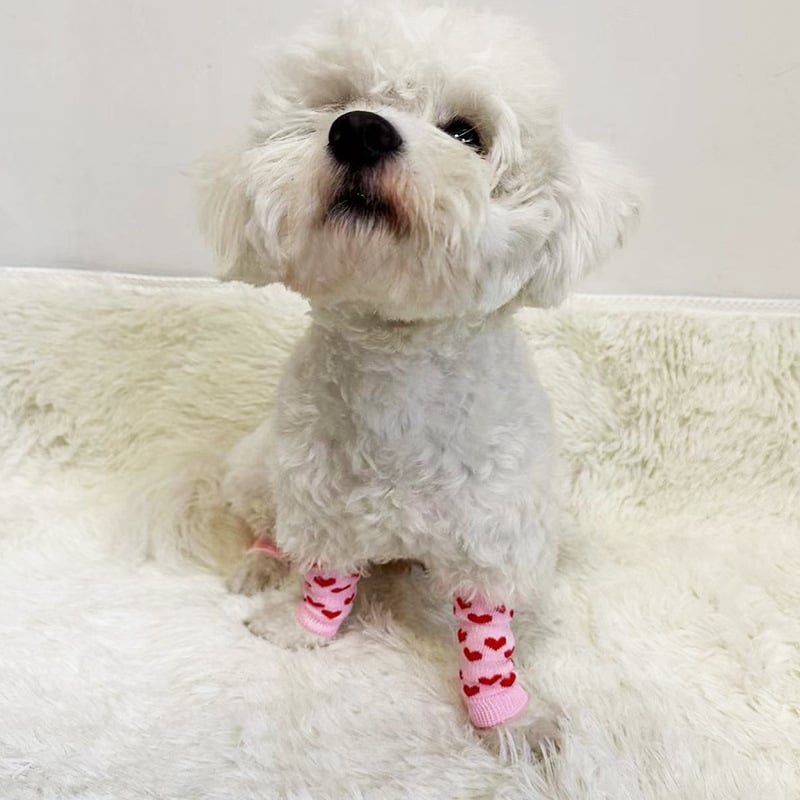 Mănuși de protecție pentru genunchii și picioarele animalelor de companie – poliester, model Dragoste, tricotate, jacquard, stil desen animat