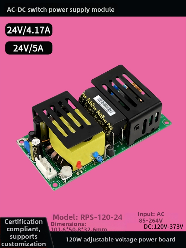 120W AC-DC modul, 220V–24V spínaný zdroj s integrovanou reguláciou napätia, priemyselného rádu