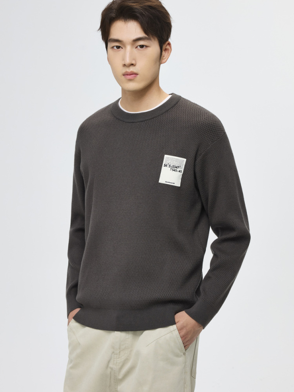 Lyocell Tencel vuneni muški casual pleteni džemper s okruglim izrezom, dugi rukav, slobodan kroj, tanak, jesen 2025